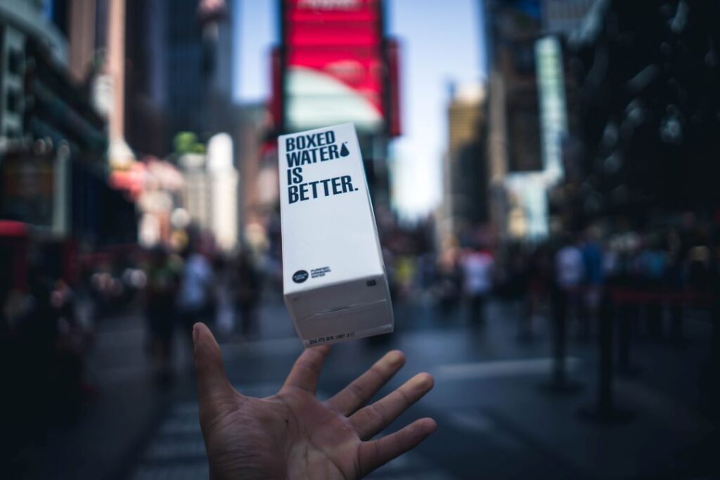 Boxed water for sustainable waste reduction